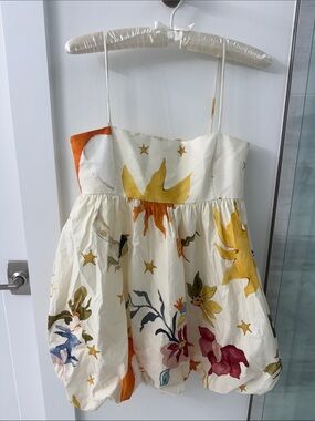 Zara Cream Floral Sun-Print Sundress with Yellow & Orange Accents